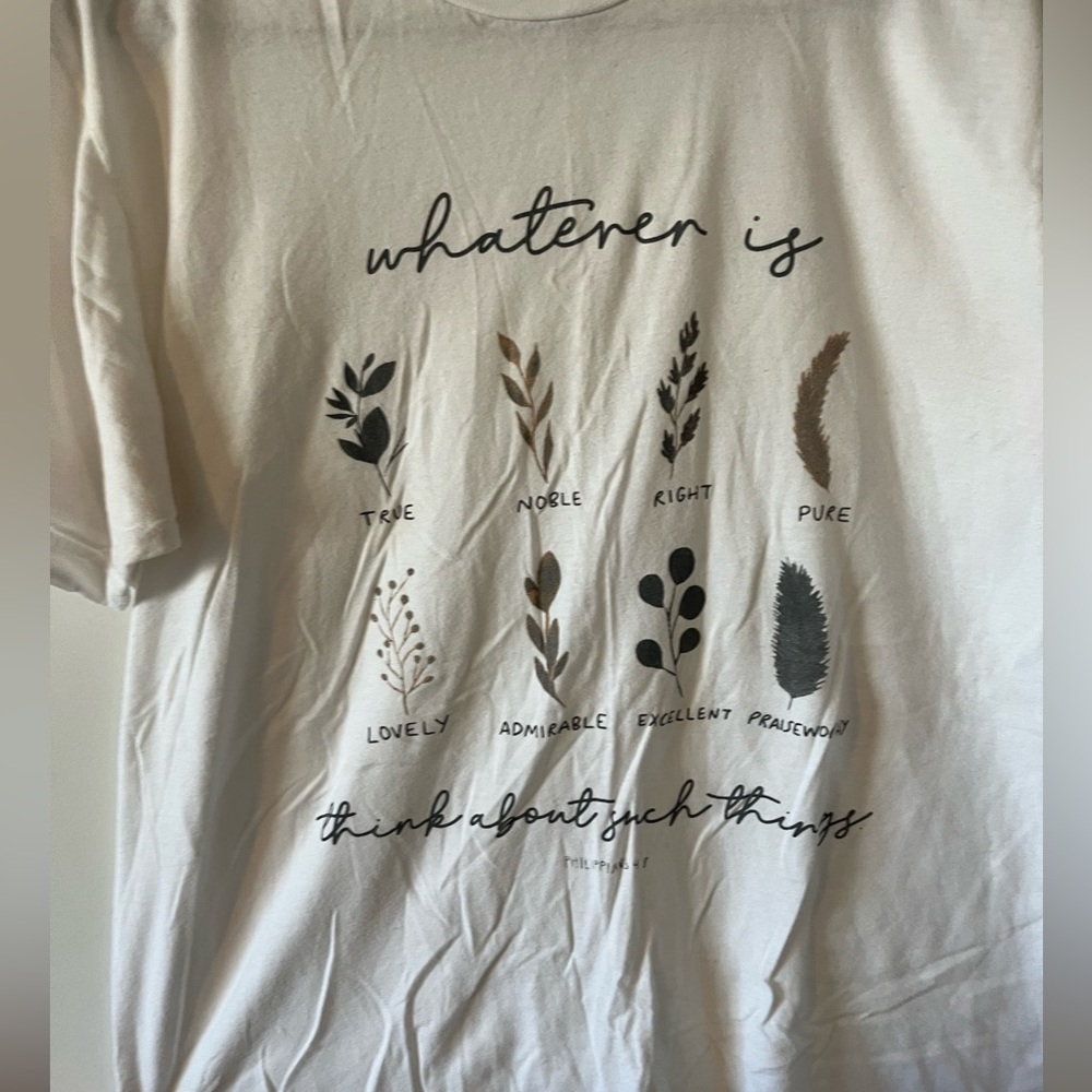 100% Cotton Philippians 4:8 Bible Verse Tee Shirt